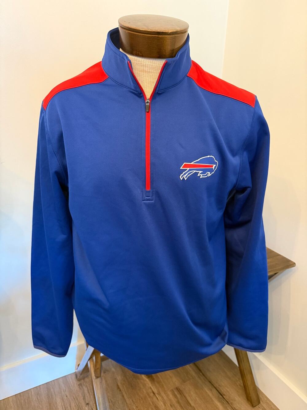 Buffalo Bills Royal Blue Quarter Zip Pullover NFL Team Apparel Large